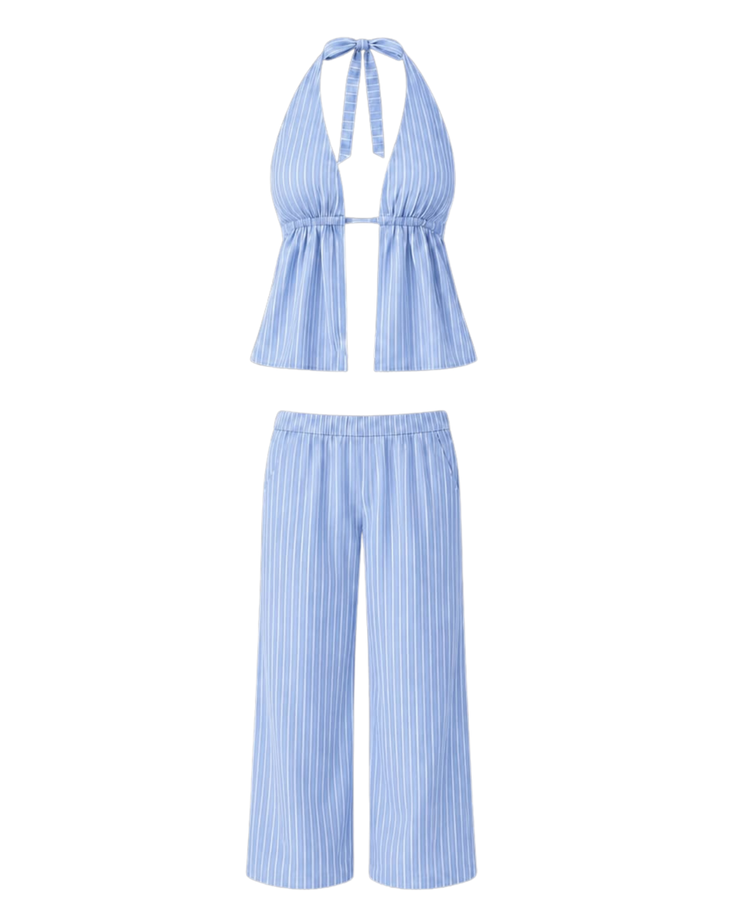 Pinstripe Peplum Set in Blue