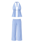 Pinstripe Peplum Set in Blue