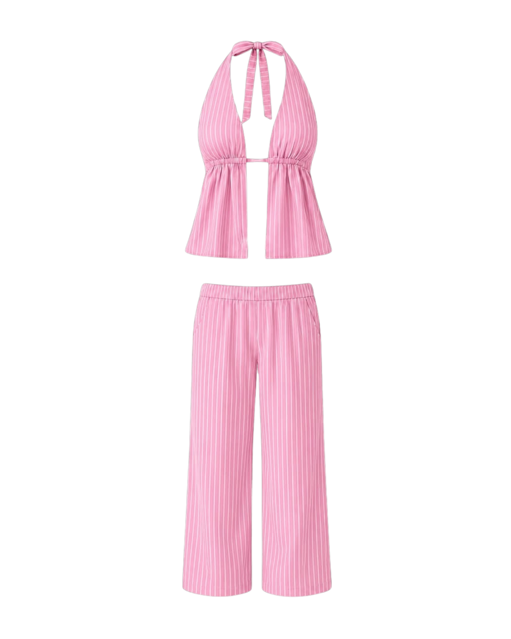 Pinstripe Peplum Set in Pink