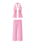 Pinstripe Peplum Set in Pink