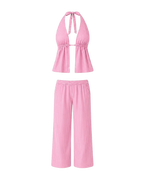Pinstripe Peplum Set in Pink
