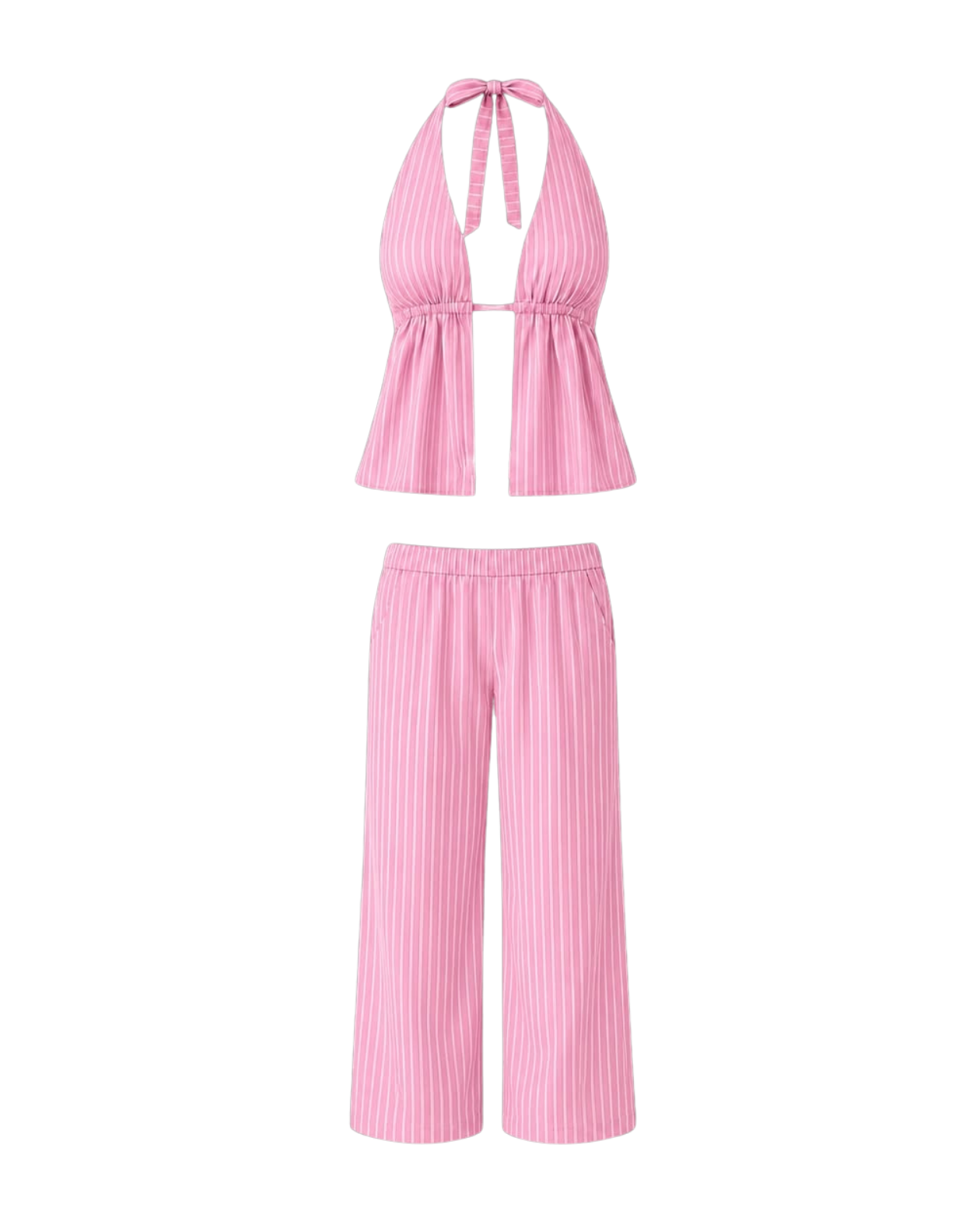 Pinstripe Peplum Set in Pink