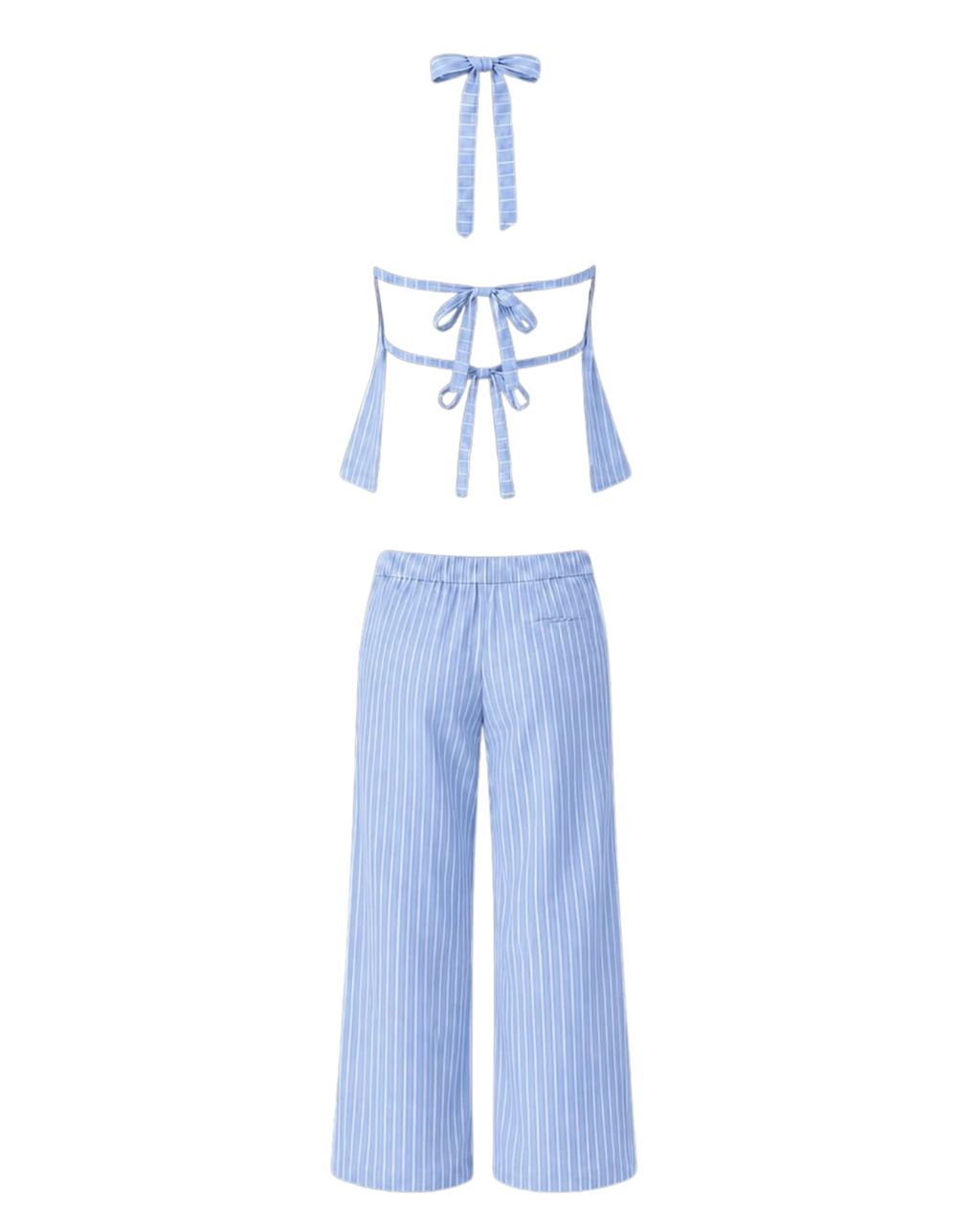 Pinstripe Peplum Set in Blue