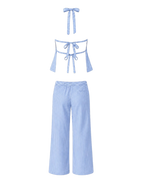 Pinstripe Peplum Set in Blue