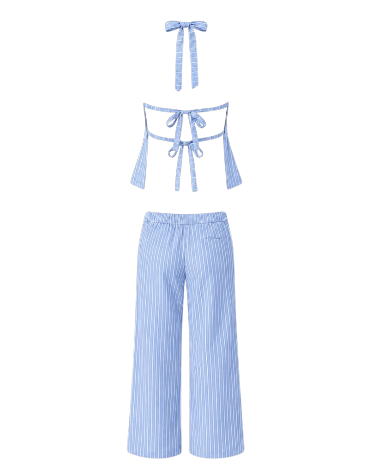 Pinstripe Peplum Set in Blue